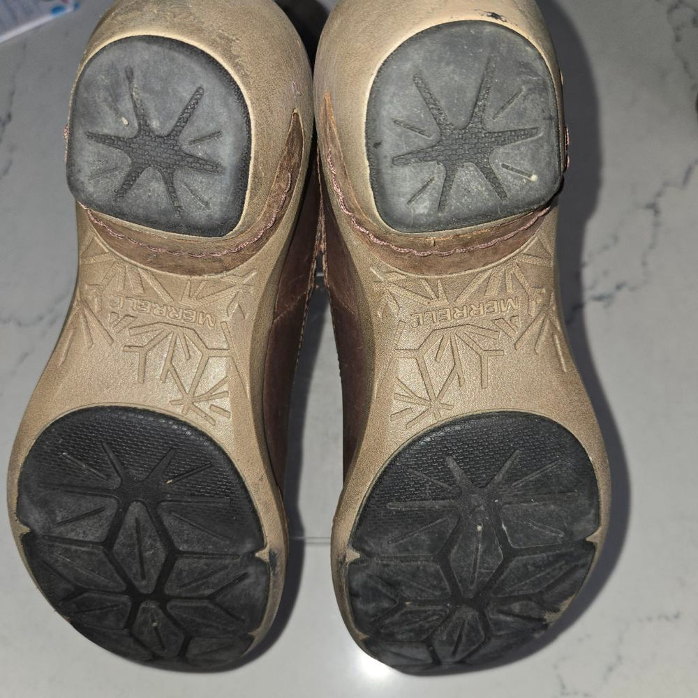Women's Merrell Brown Leather Heeled Boots with Tan Straps US 8 - Picture 8 of 12